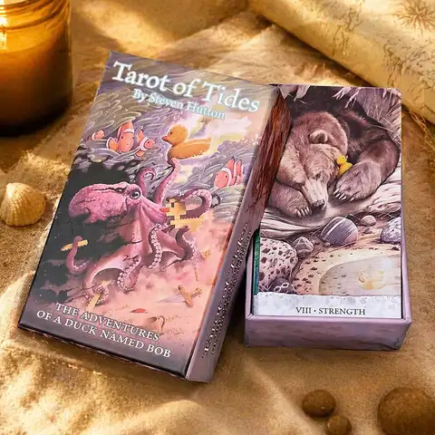 12*7cm Tarot of Tides: The Adventures of A Duck Named Bob―Unique 78-Card Tarot Deck in Rigid Box - Double-embossed Cardstock