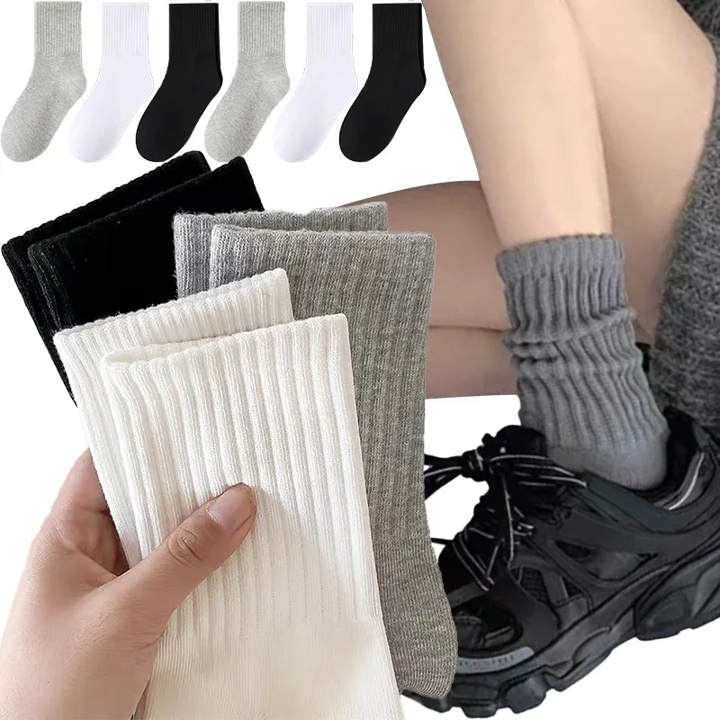 

Y2K Autumn Winter Stacked Socks Women Sweat Absorbing Loose Mid Length Pile Up Sock Girls Lovely Elastic Hosiery White Stockings