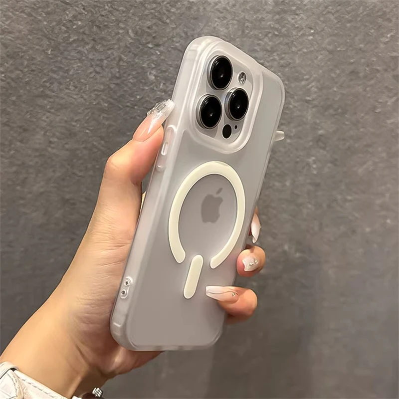 Translucent Matte Magsafe Magnetic Wireless Charge Case For iPhone 16 15 14 Plus 13 12 Pro Max 11 Jelly Bumper Shockproof Cover