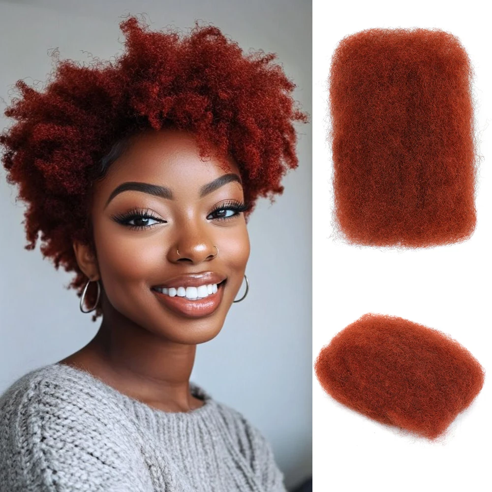 Estensioni dei capelli umani sfusi afro crespi per intrecciare lo styling Colore naturale nero/marrone/rosso leggero per le donne da indossare tutti i giorni