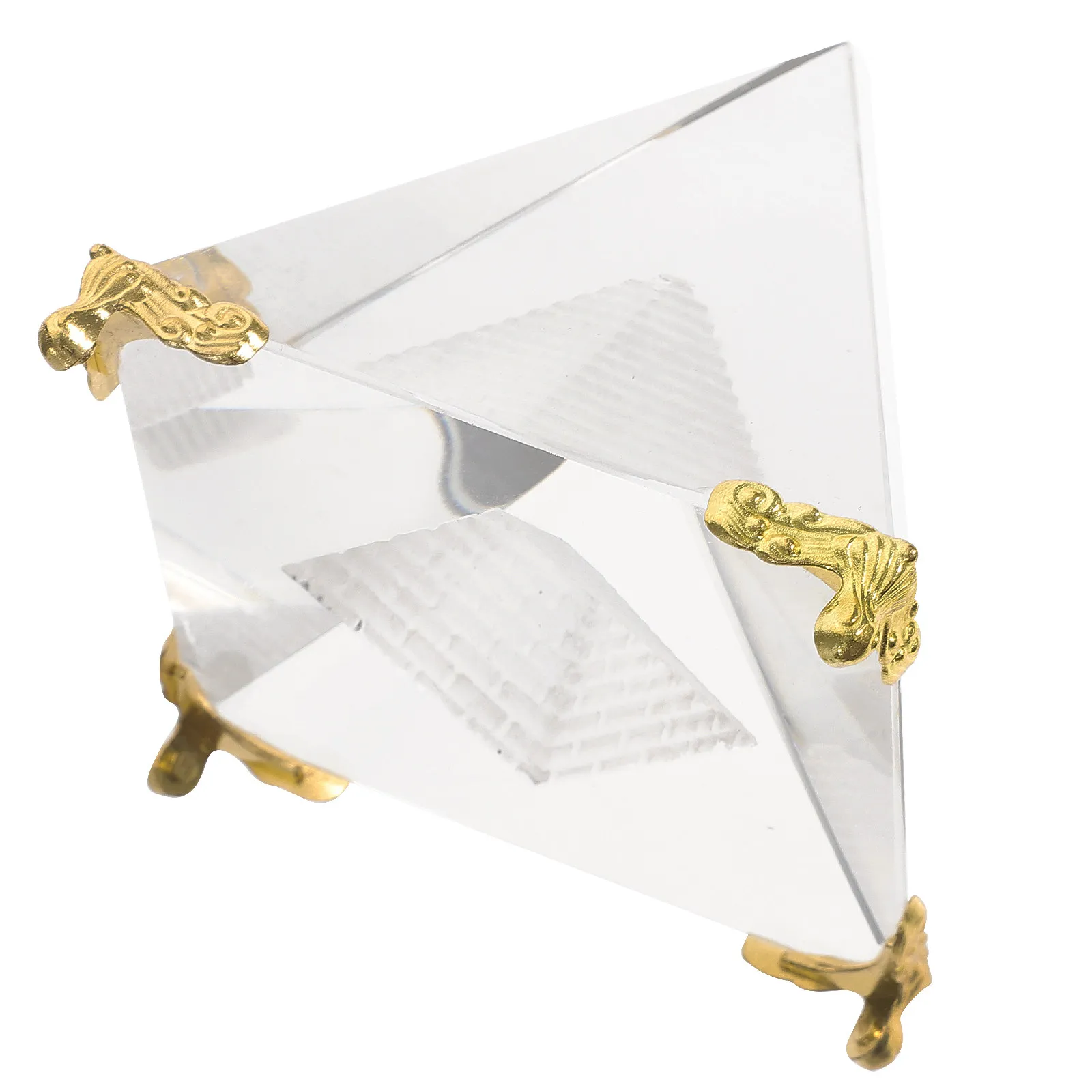 Crystal Pyramid Desktop Decor Decorative Ornament Creative Home Office Lucky Charm Pyramid Statue Desktop Decor