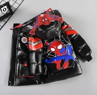 2025 Winter Kids Down Jacket Baby Boy Cartoon Spiderman Thicken Cotton-Padded Warm Hooded Parka Coat Children Clothing Outerwear