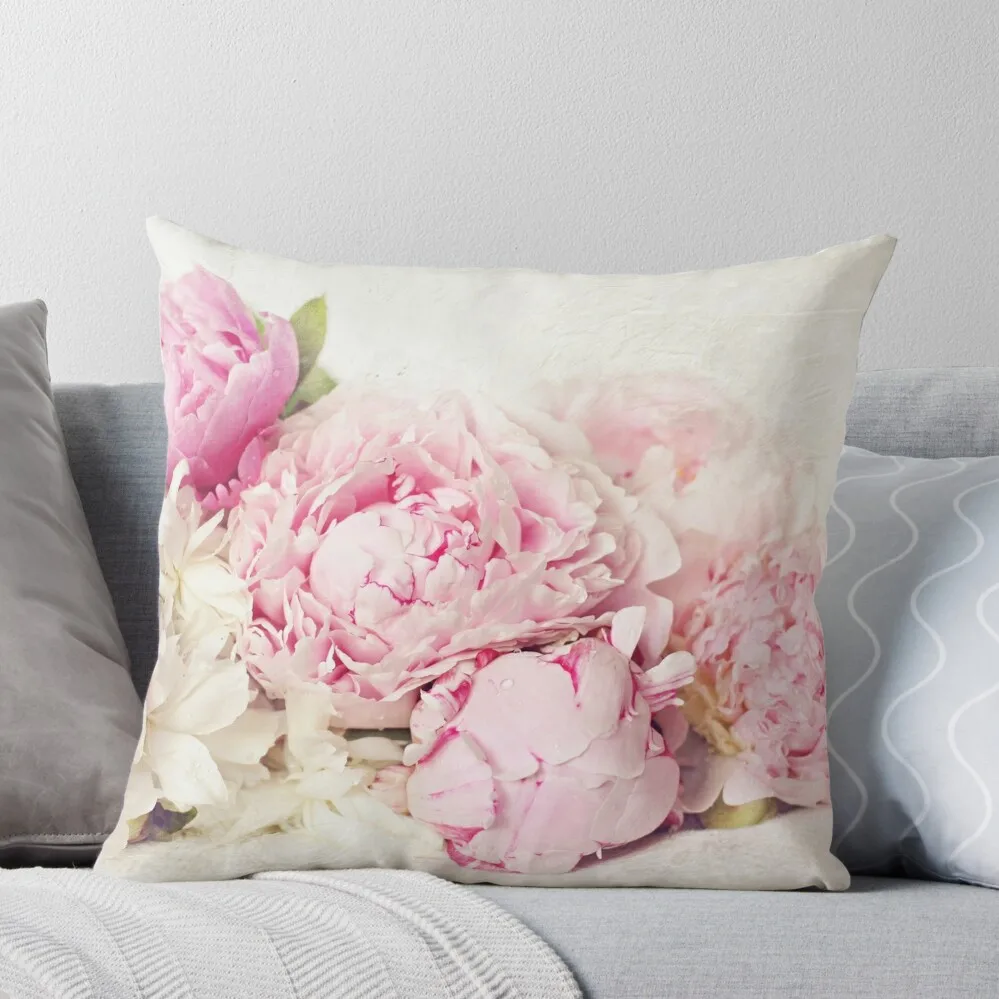 Peonies on white Throw Pillow Decorative pillow case ornamental pillows for living room covers for pillows