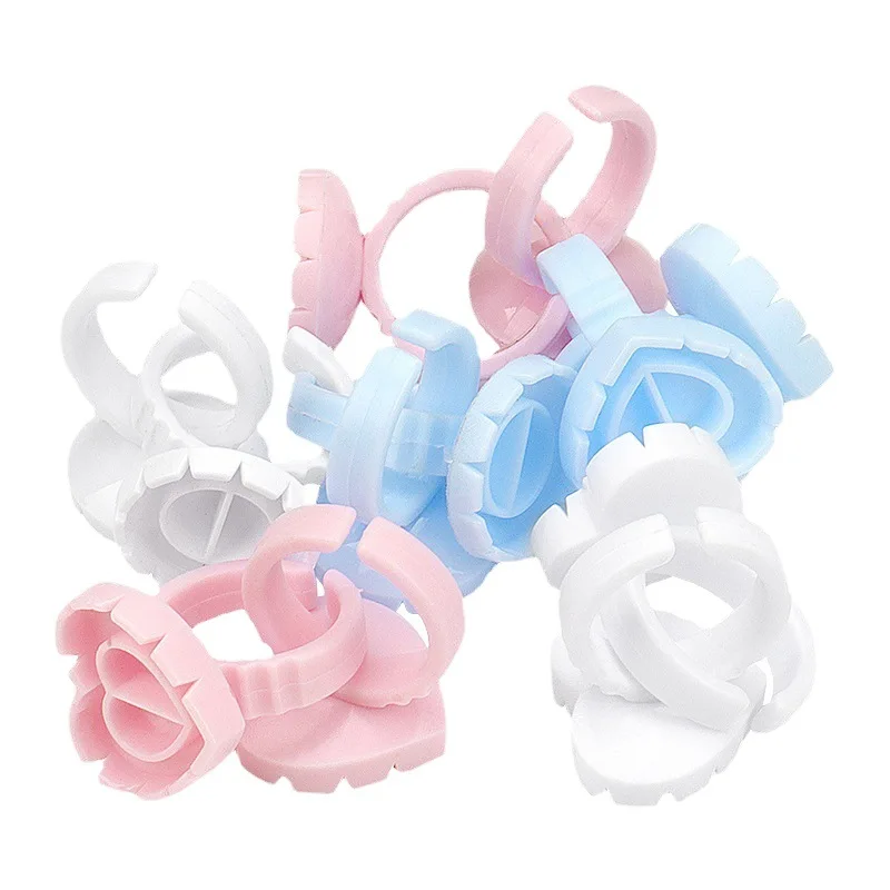 100PCS Eyelash Glue Ring Cup Lash Glue Flowering Cup Ring Eyelashes Glue Color Cup Glue Tray Lash Lift Plastics Rings Cups