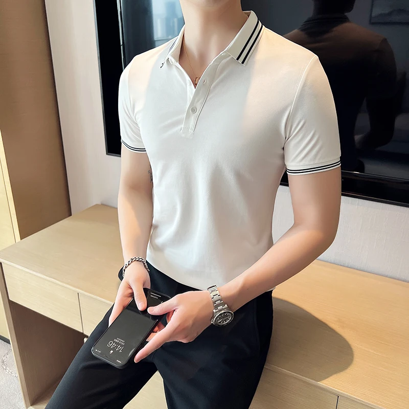 High Quality Casual Polo Shirt Men's Summer Short Sleeve Business Social Lapel T-shirts Sports Tennis Polo Breathable Tee Top