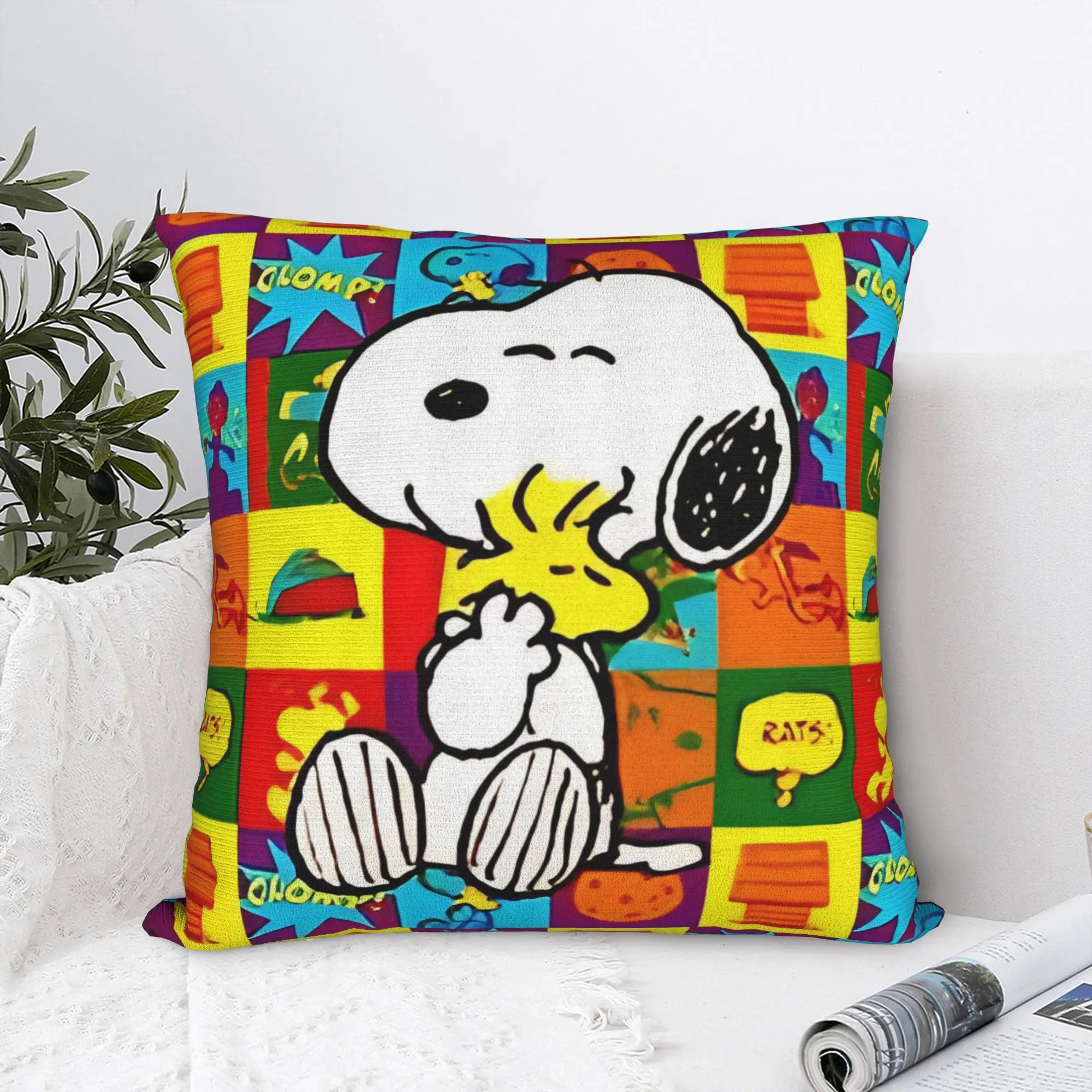 Happy S-Snoopys Cartoon Pillowcase Polyester Cushion Cover Gift  Pillow Case Cover Car Zippered 45*45cm