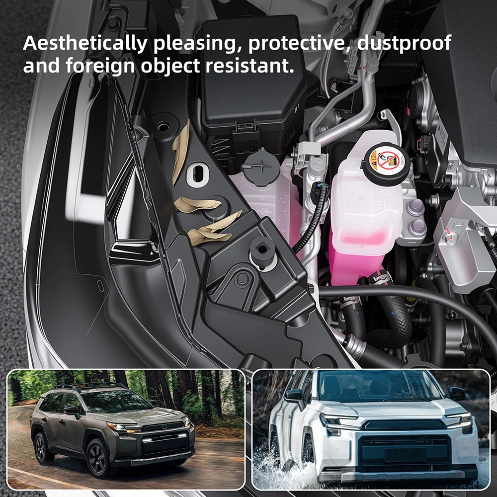For Toyota RAV4  2026-2028 Engine Bay Side Sealing Cover ABS Black Protector Trim Panel 2PCS Hood Compartment Accessories view 5
