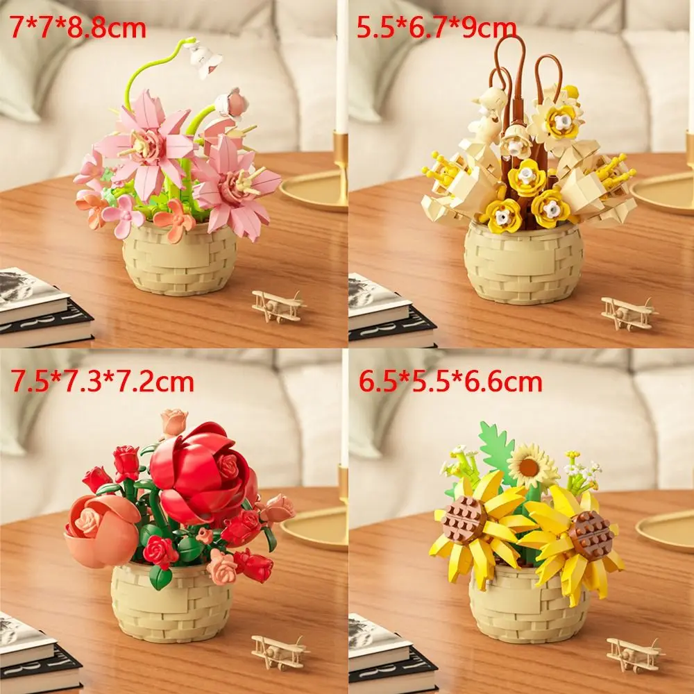 New DIY Building Blocks Interesting Ornament Flower Baskets Children Gift Creative Potted Plants Model