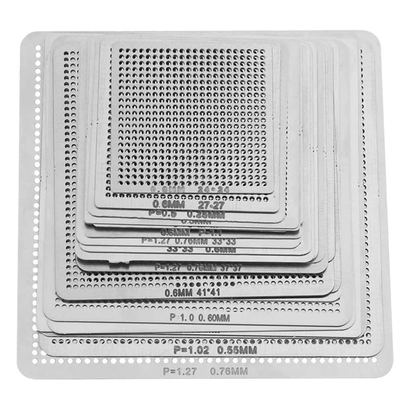 27Pcs Universal Direct BGA Heating Stencil Reballing Support Stencil Holder Template Heated Fixture For SMT SMD Chips