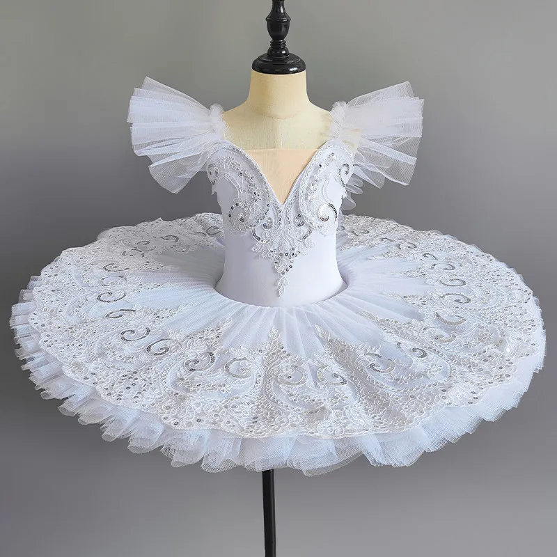 

THEEPER Professional Platter Pancake Ballet Tutu Dress, Lace Rhinestone Ballerina Competition Performance Dance Costume