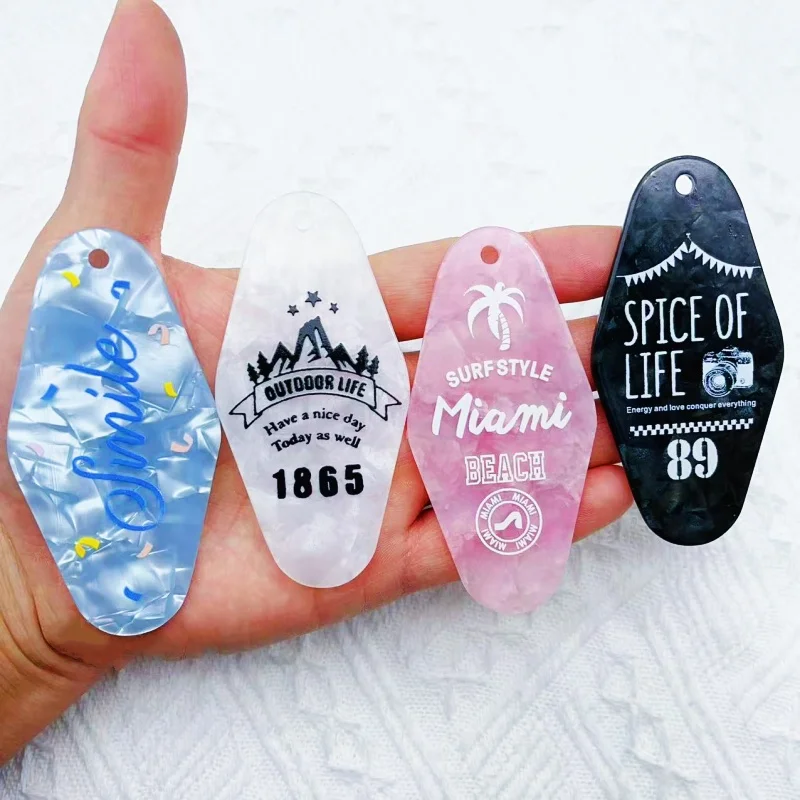 4PCS acrylic diamond shaped nameplate identification hanging pendant DIY keychain earring accessories