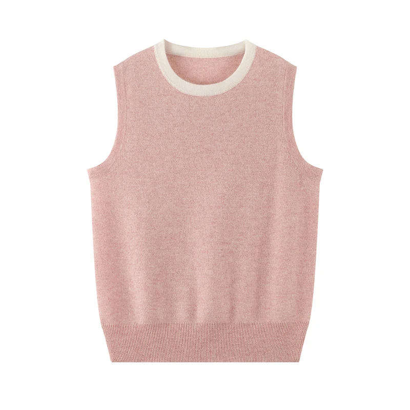 

Women's Cashmere Vest 100% Pure Mountain Cashmere Casual All-Season Solid Color Simple round Neck Pullover Knitted Sweater