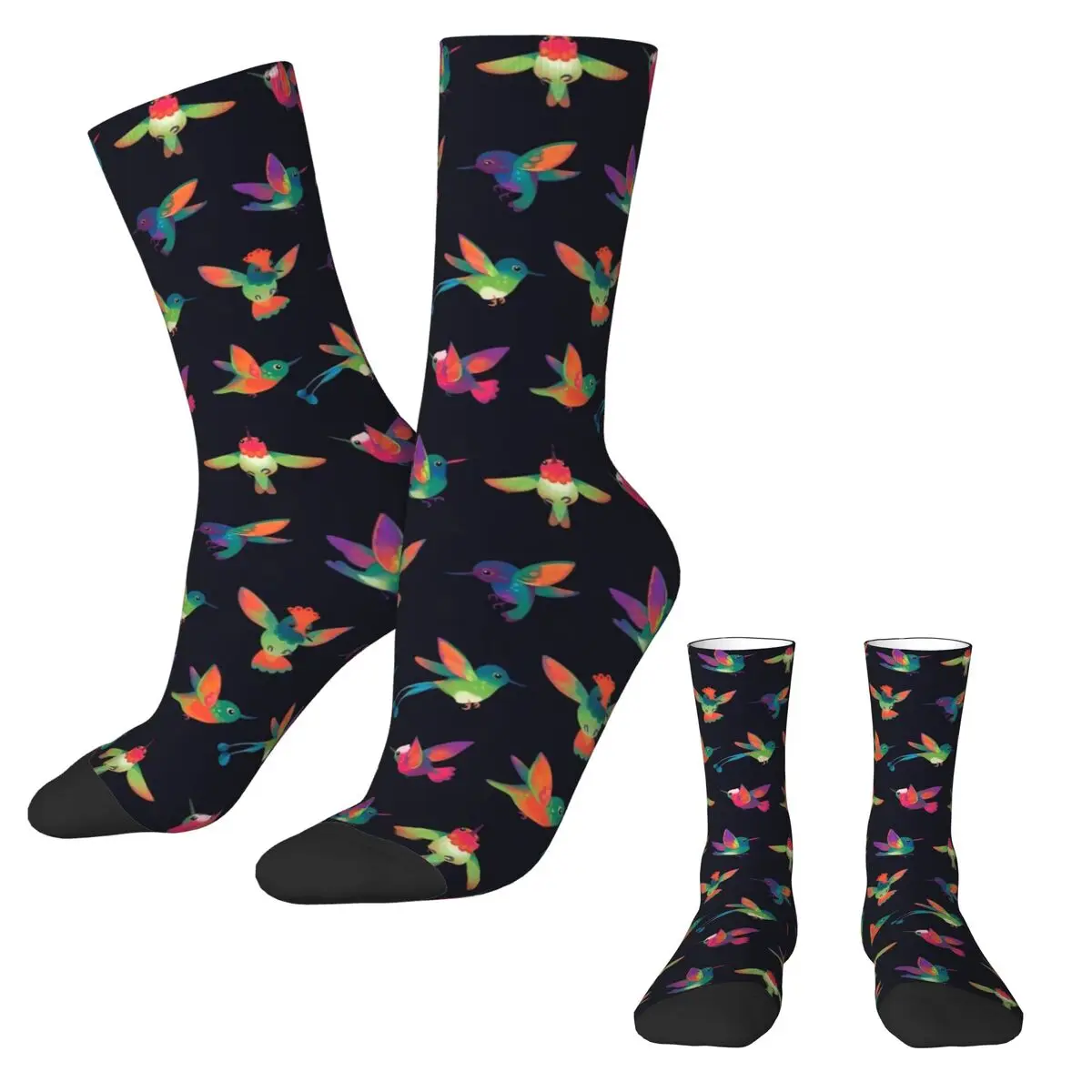 Colorful Bird Stockings Hummingbird Pattern Modern Socks Autumn Anti Skid Socks Ladies Running Comfortable Socks