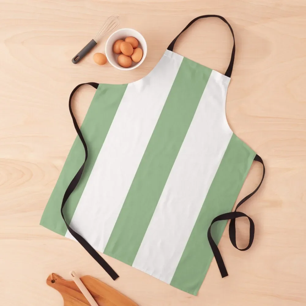 

Thick Green and White Stripes Apron Cute Kitchen Kitchen Kawaii Accessories Apron