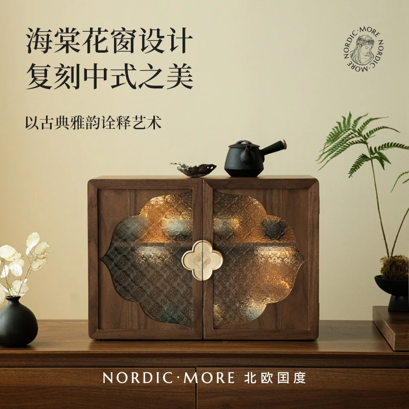 

Desktop storage cabinet Wooden cup shelf Retro light luxury large-capacity tea set Storage locker Dining side cabinet