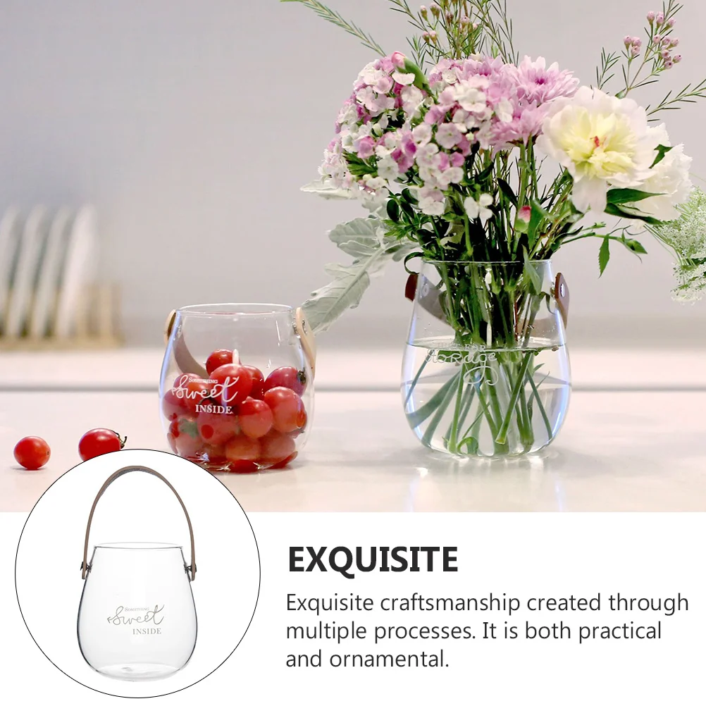 

Handle Glass Vase Exquisite Craftsmanship Premium Material Indoor Decor Flower Vessel Hydroponic Container Household