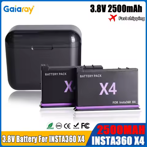 For Insta360 X4 Battery 2500mAh High Capacity Battery+2-Slot Charger Fast Charge Box for Insta360 X4 Battery Power Accessories