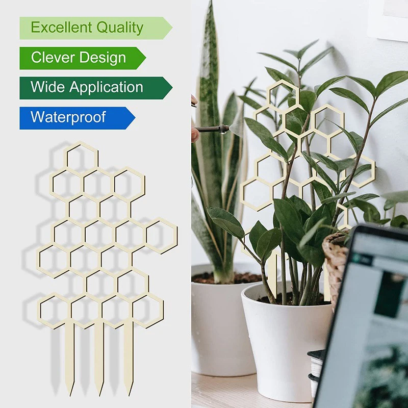 1Pc Trellis for Potted Plants Plant Trellis Indoor Wooden Honeycomb Shape Potted Plant Flower Stem Vines Climbing Training Supp