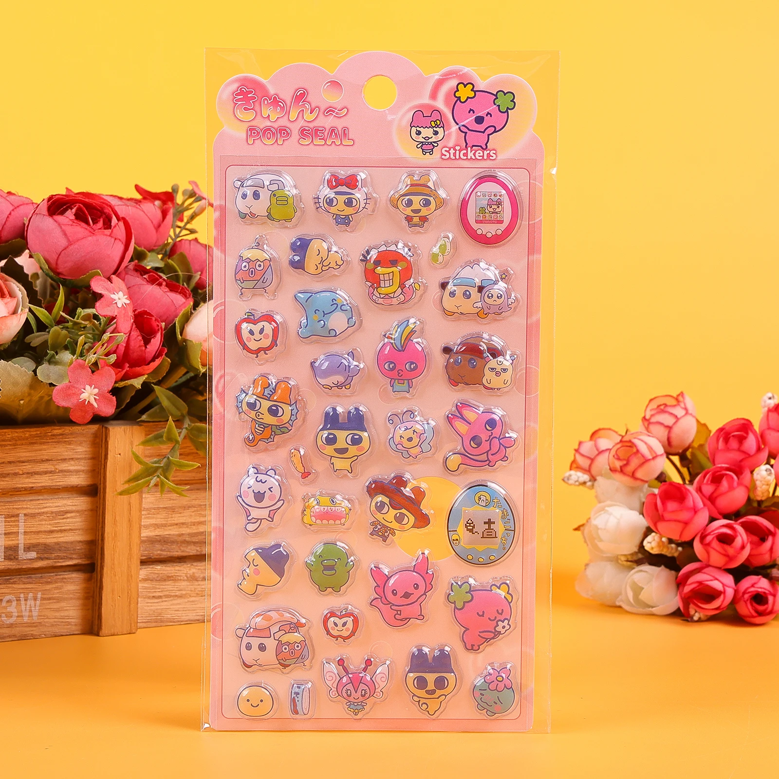 4/40 Pezzi Adesivi Tamagotchi Carini in Stile Cartone Animato, Adesivi 3D in Rilievo, Decalcomanie Kawaii a Bolle per Decorazione di Quaderni e Diari