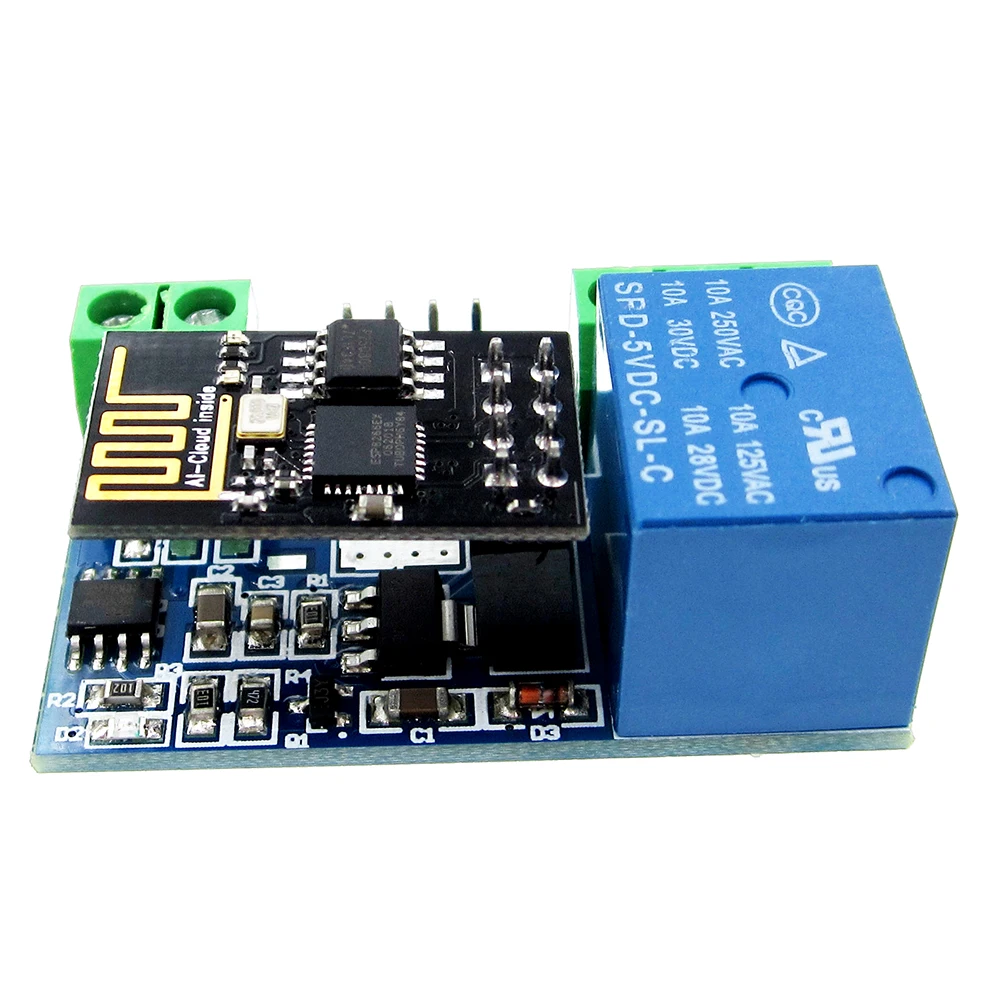 1pcs ESP8266 Esp01 ESP-01 Network Wireless WIFI Relay Module Internet Of Things IOT APP Controller Adapter Board 5V 10A DC 250V