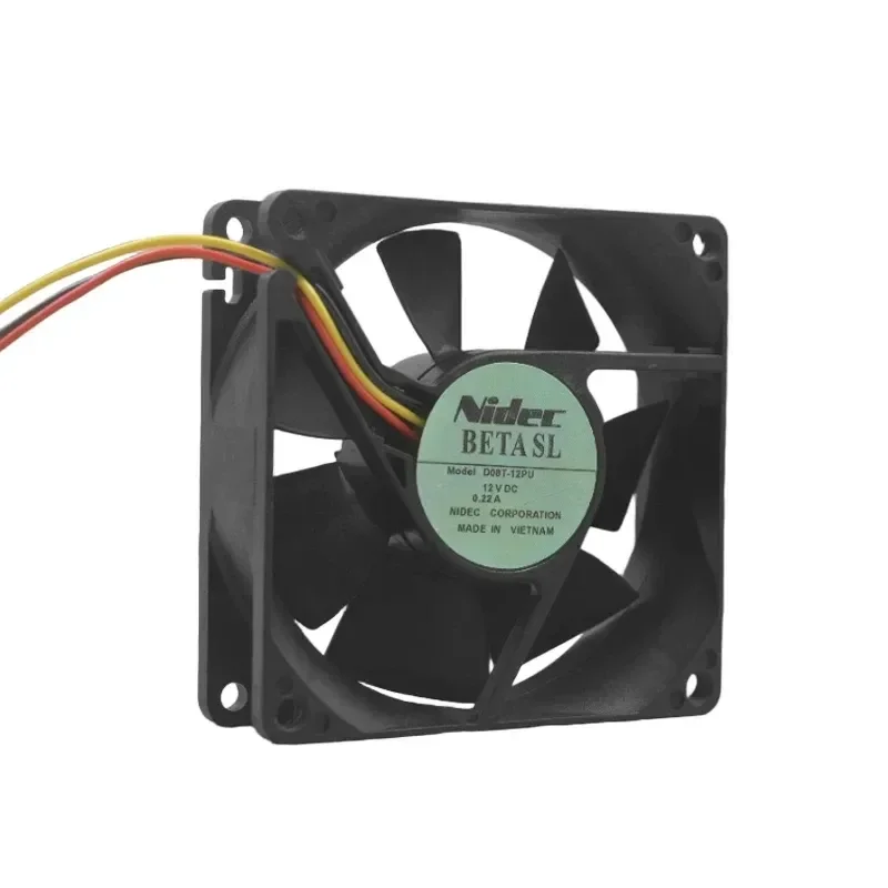 Ball Speed Measurement Chassis Fan for NIDEC 8025 8CM D08T-12PU A 12V 0.22A