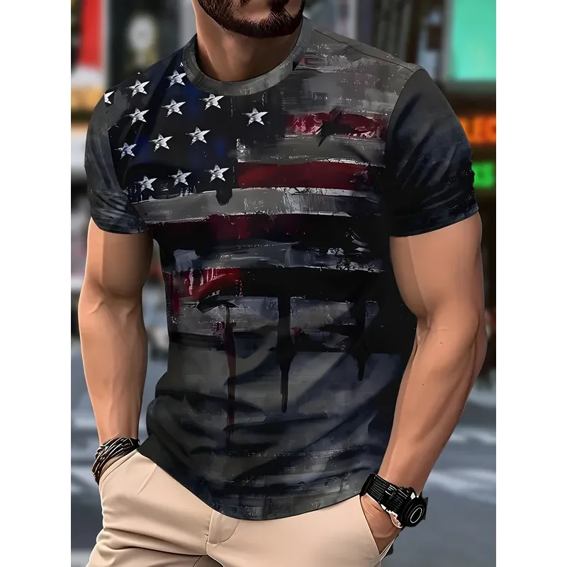 Selection Men Casual Fashion Printed T Shirt 2026 Summer Short Sleeve Top Streetwear Graphic Tee
