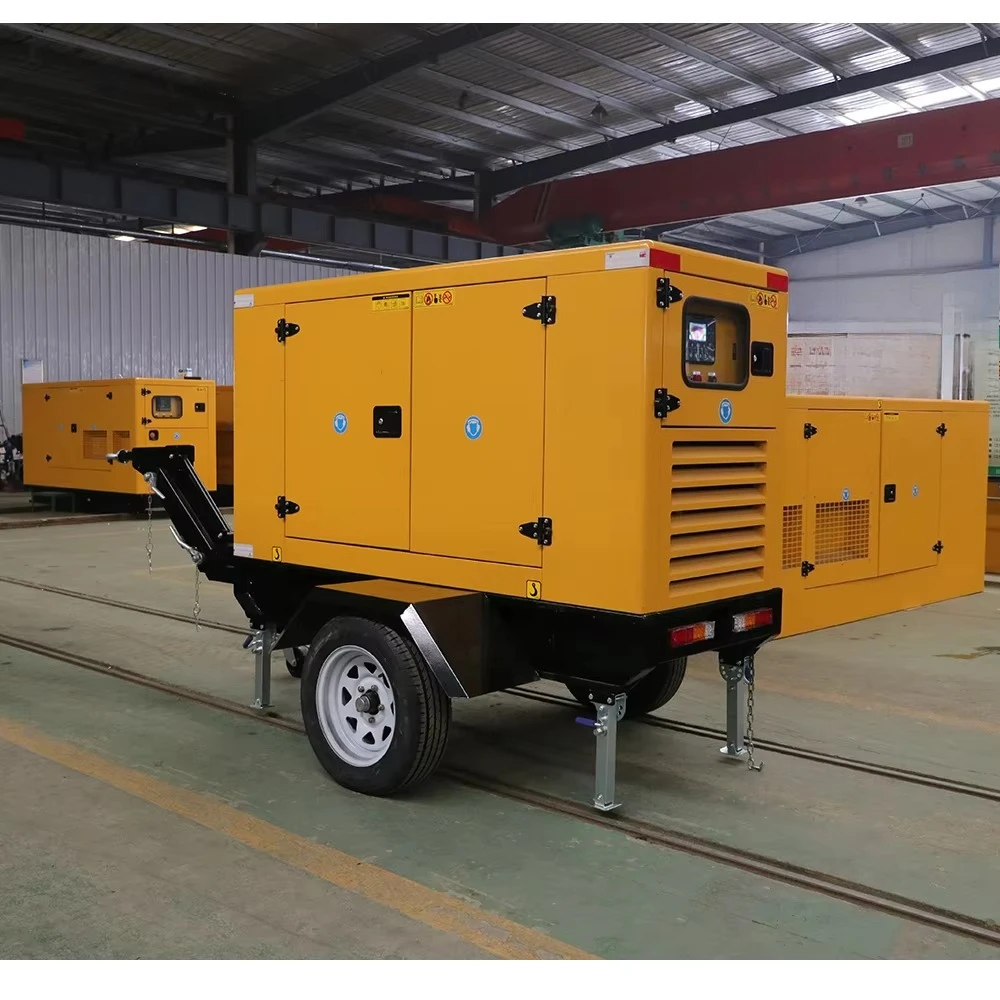 30-50kw Mobile Generator with Trailer Three Phase 230V/12V Rated Voltage 10kw/12kw/30kw Rated Power for Outdoor Use