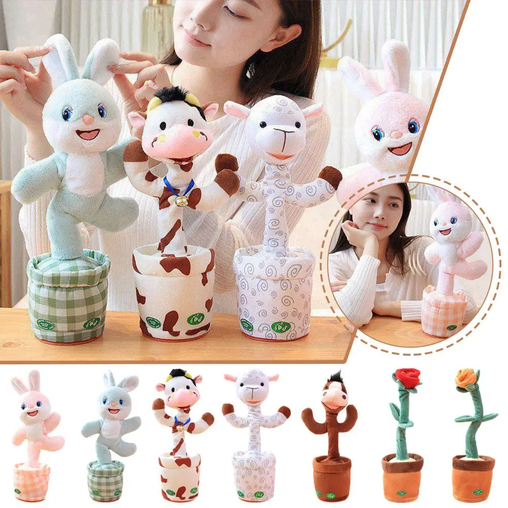 Dancing Rabbit Repeat Talking Toy Plush Doll Electronic Funny Record Bled Toys Interactive Early Plush Sing Education Gift O0W3