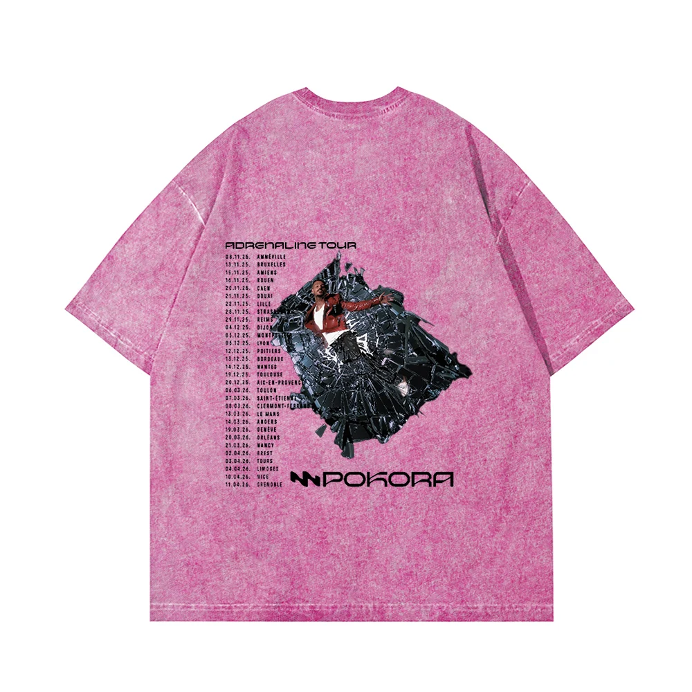 

Matt Pokora Adrenaline Tour 2025 Cotton Vintage Wash Tee Shirt Round Neck Short Sleeved Man/Woman Streetwear T shirt