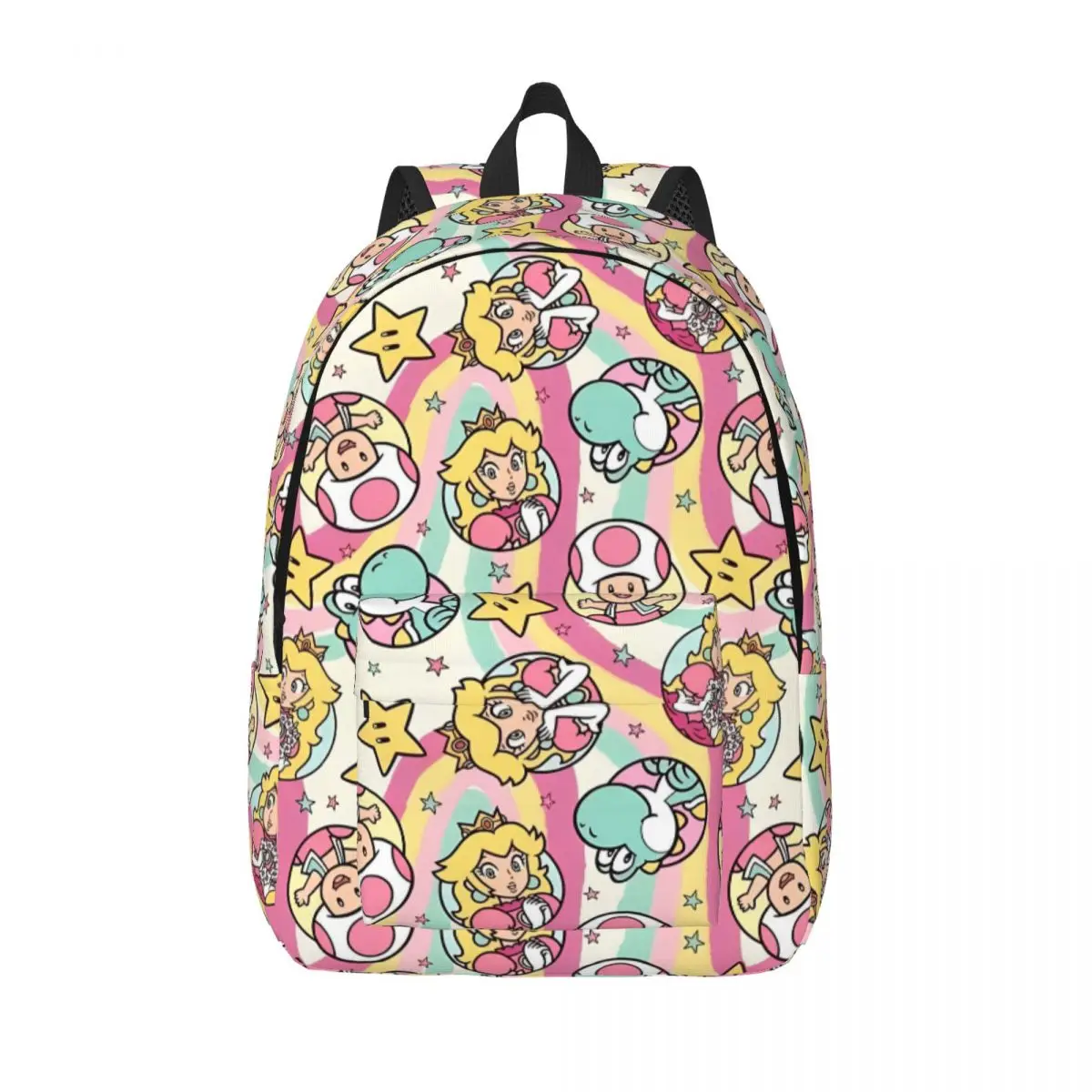

Super Mario Game Cartoon Backpack Men Women Cool Student Work Daypack Peach Toad Yoshi Rainbow College Canvas Bags Lightweight