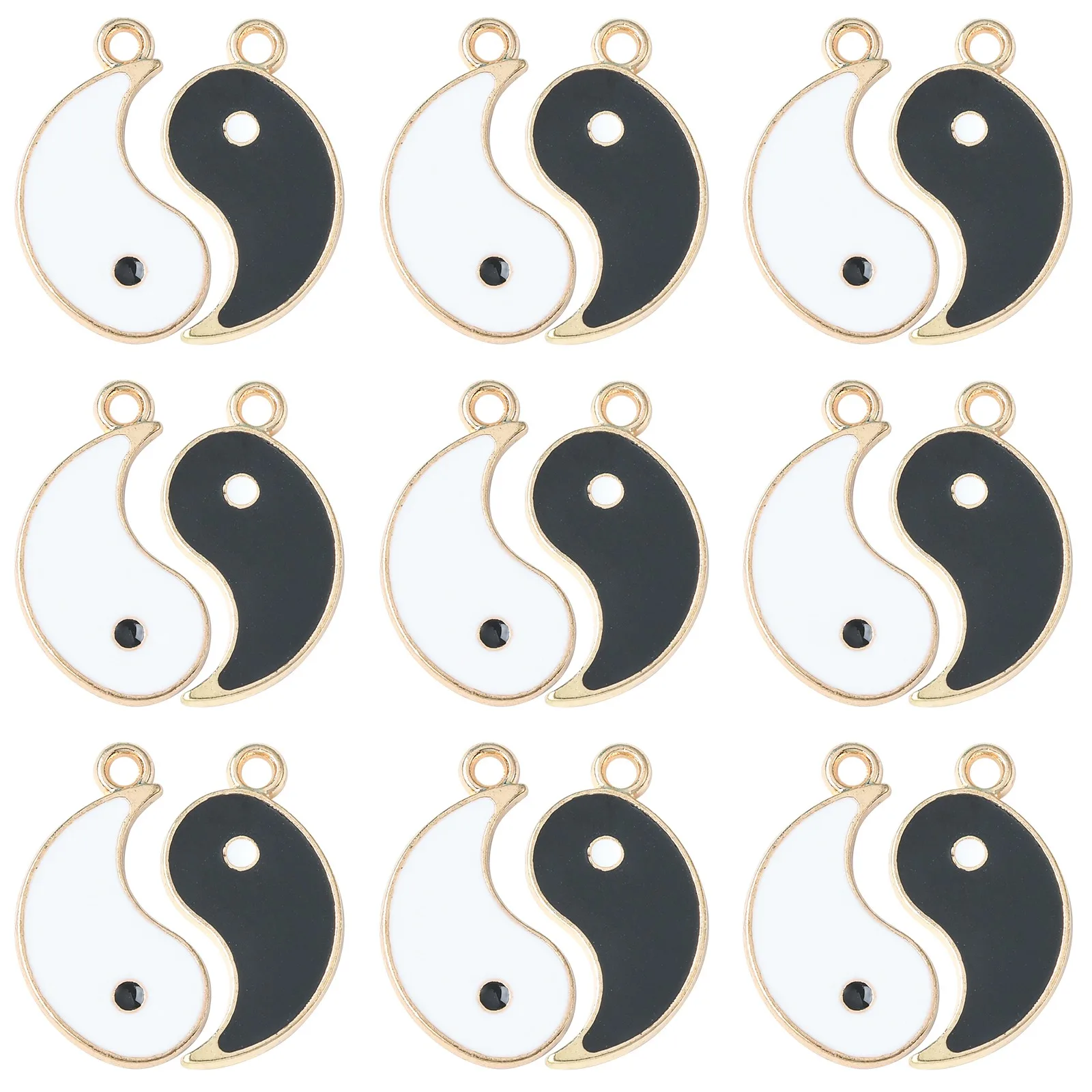 20 Set Enamel Round Charms Yin Yang Eight Trigrams Array Charms Flat Round Dangle Charms for Jewelry Making Crafts Supplies