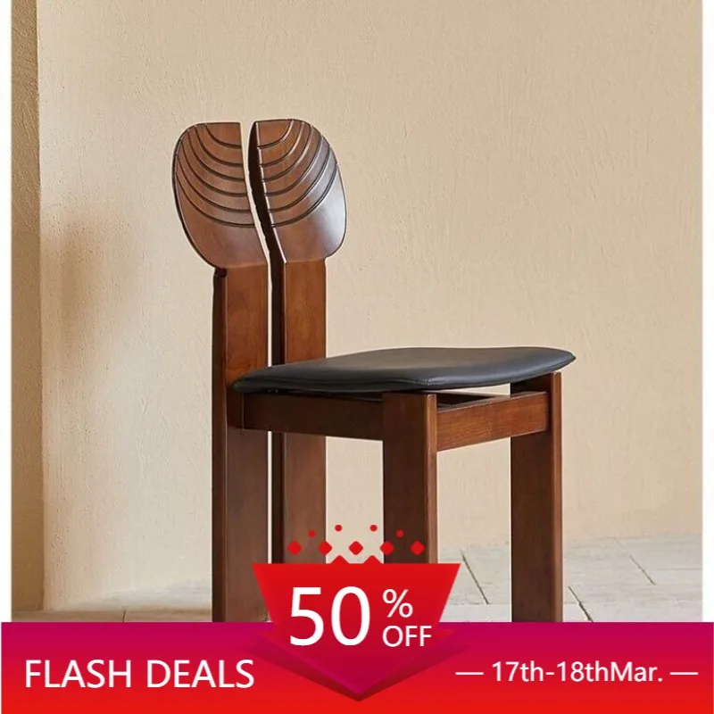 

High-end Light Luxury Vintage Solid Wood Chair Backrest Chair Designer Leisure Dining Chair Home Modern Simple