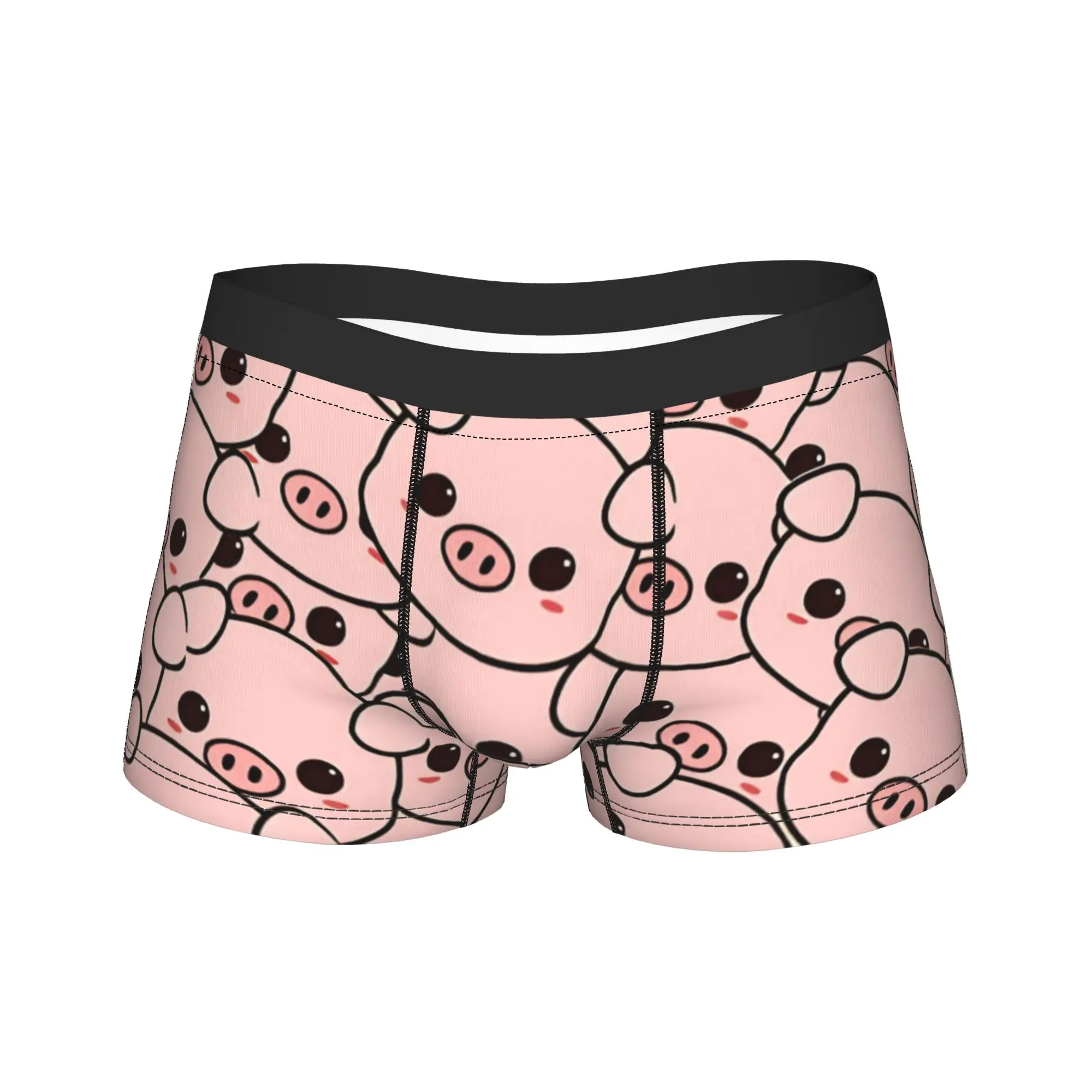 Adorable Blush Pig Face Seamless Pattern Underwear  Men Panties Printed Elastic Boxershorts Trenky Shorts Briefs Plus Size