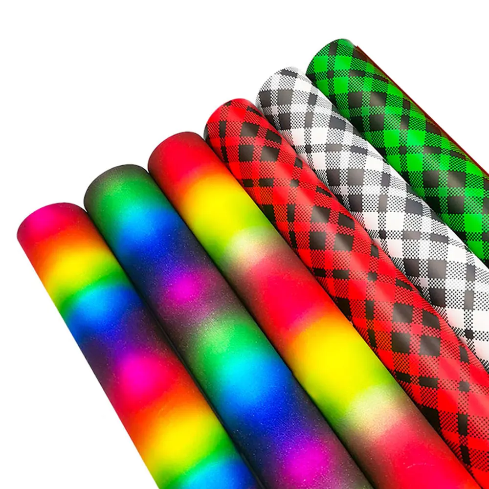 6pcs 12x10 Rainbow Plaids Adhesive Craft Vinyl Film Sheets for Christmas Home Mug Glass Decoration DIY Compatible with Cutter