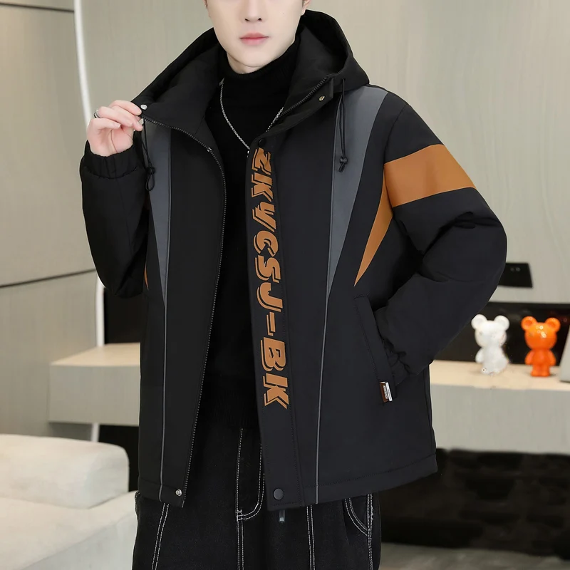 

Fashion Men's Warm Hooded Plush Jackets 2025 Autumn Winter Youth Street Wear Thick Fleece Coats Casual Windproof Parkas Clothing