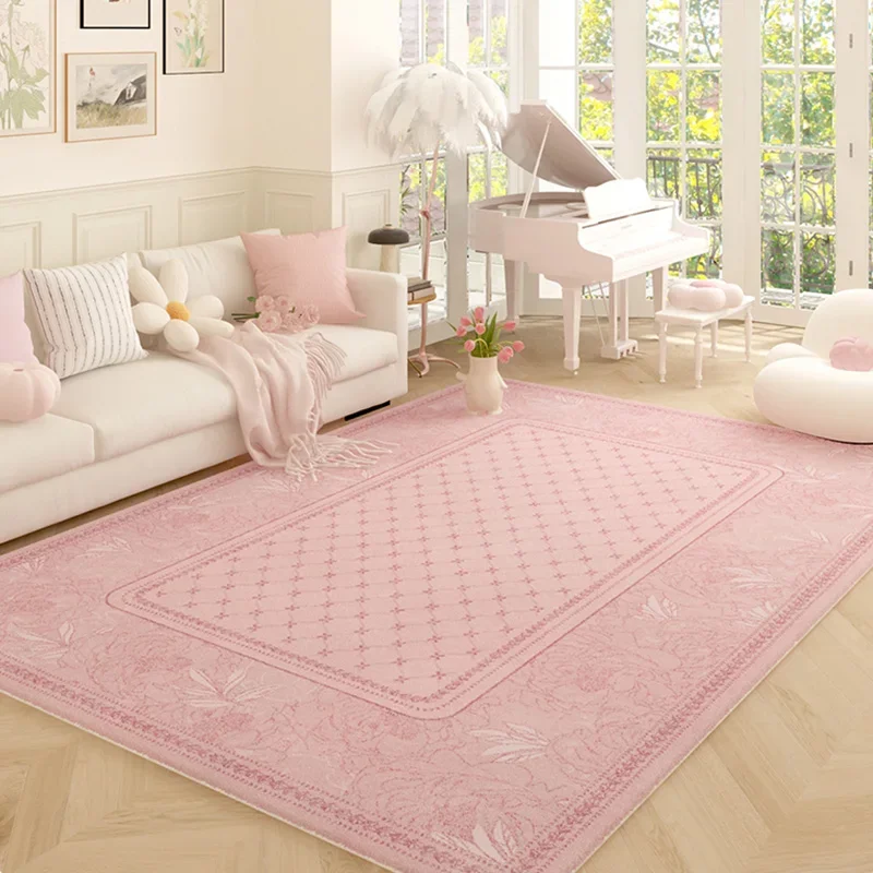 Grand tapis de salon de luxe rétro européen Rococo Style palais tapis de sol chambre de fille fleur épaissi confortable tapis en peluche