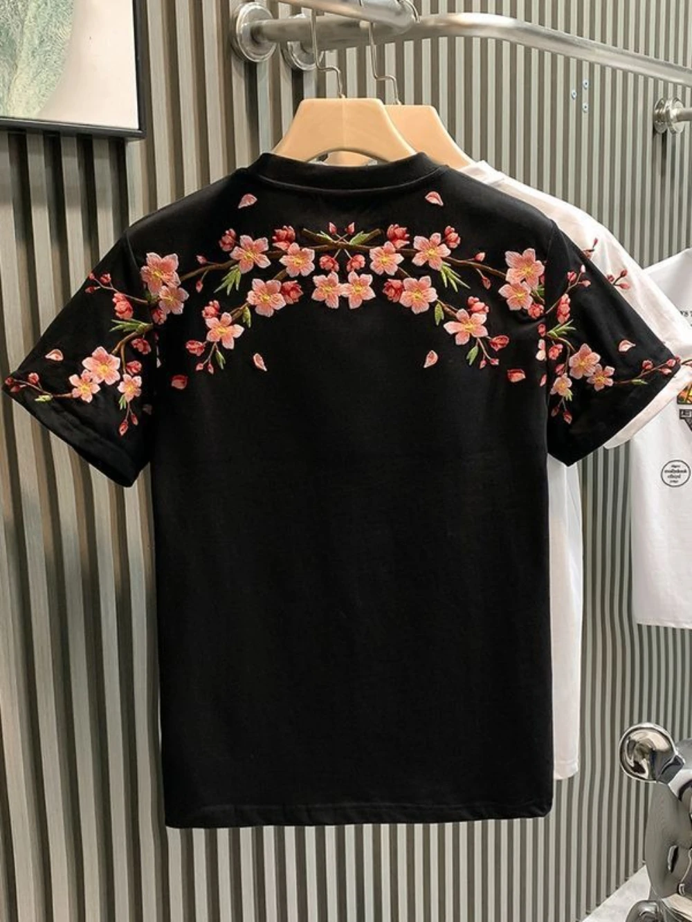 Man Tee Shirts O Neck Top Slim Fit Embroidery T Shirt for Men Party Korean Clothing Ordinary Streetwear Vintage Cheap Clothes