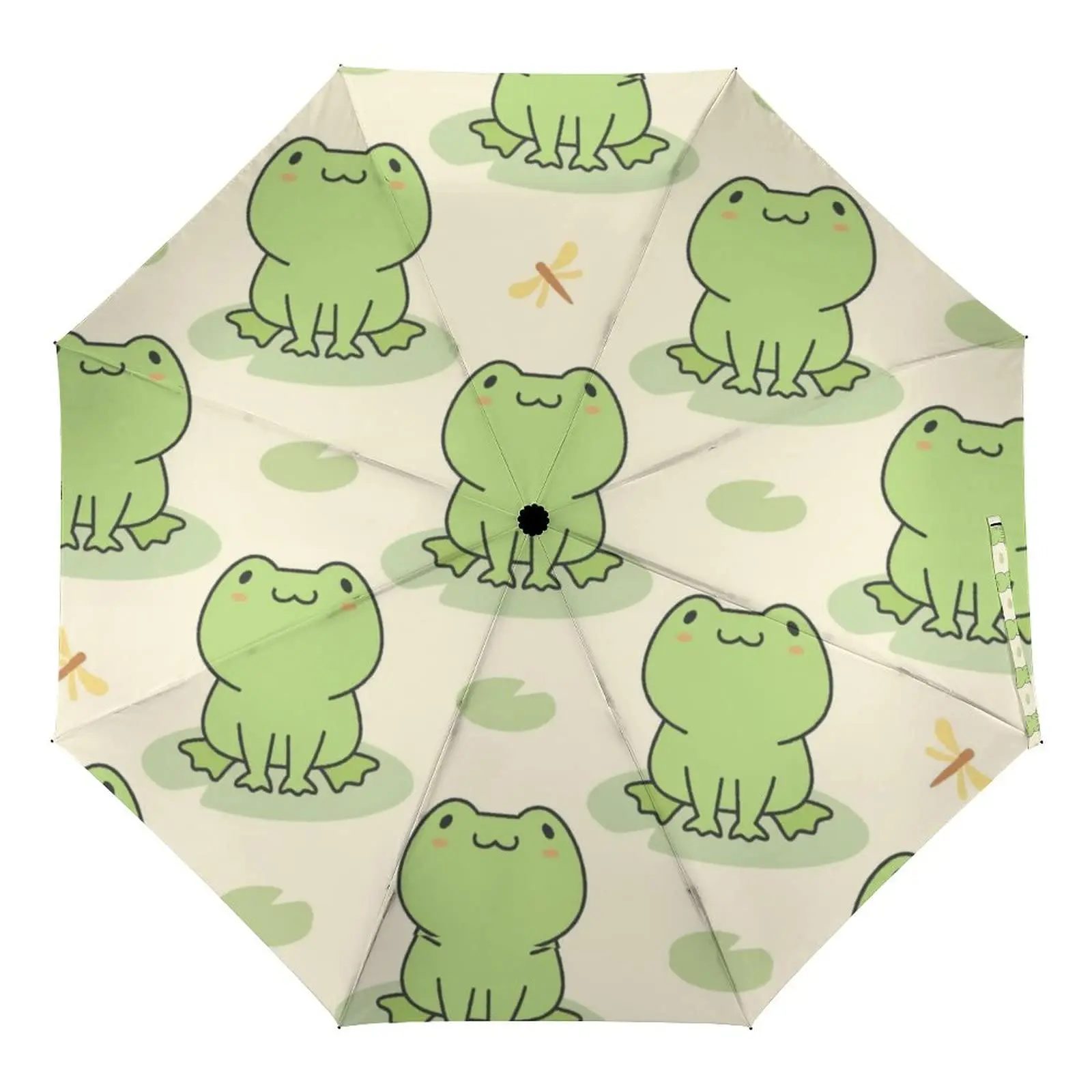 Lovely Tree Frog Folding Rain Sun Umbrella Tropical Animal Travel Umbrellas Compact Lightweight Windproof for Teens Students