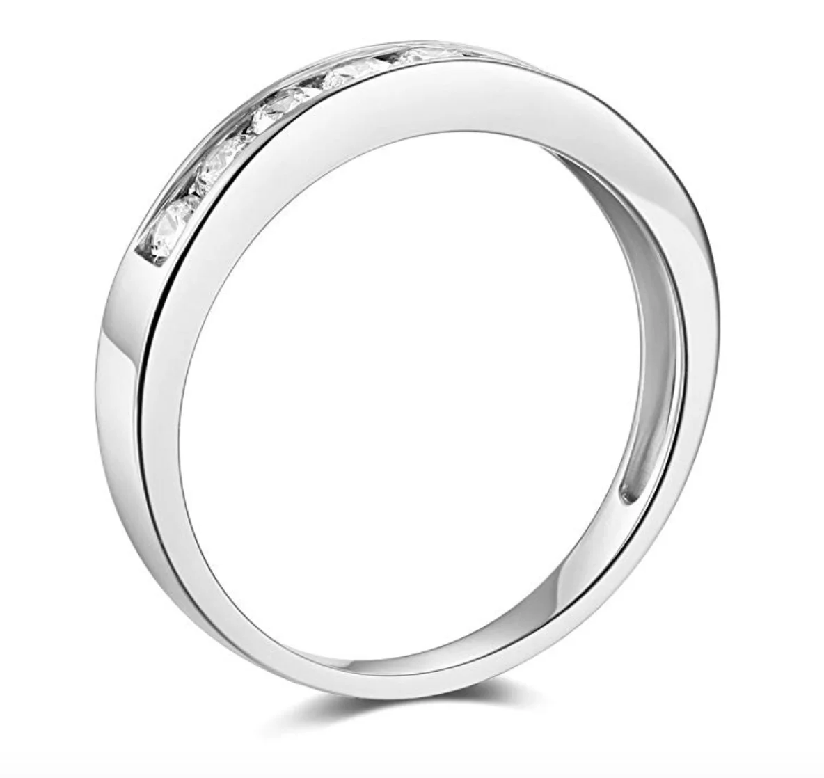 1.60 CtW CVD HPHT Lab Created Diamond Round Real 14K White Gold Wedding Anniversary Band Ring