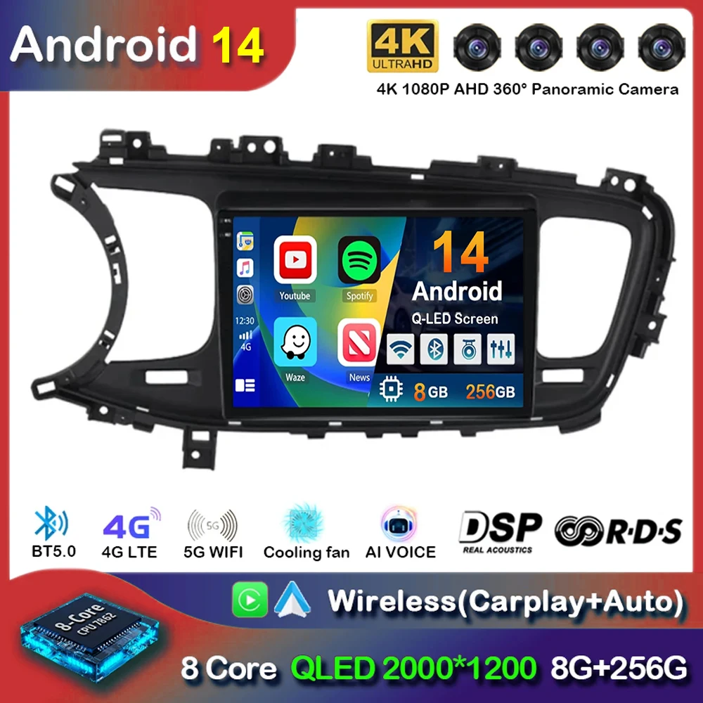 

Автомагнитола Carplay на Android 14 для Kia K5 Optima 2011, 2012, 2013, 2014, 2015, 4G, мультимедийный видеоплеер, навигация, головное устройство с GPS