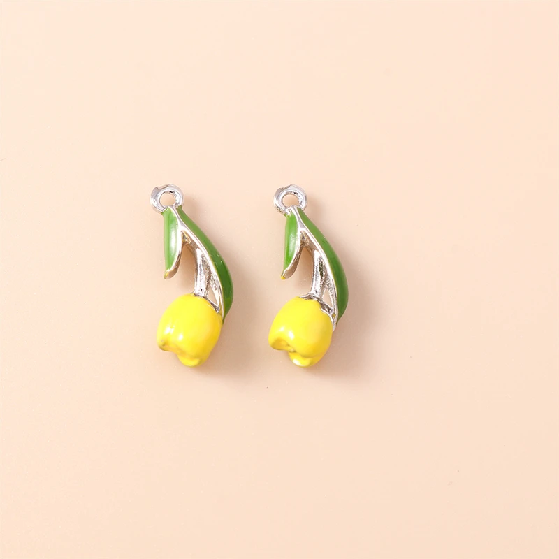 5 Stück 7 x 17 mm niedliche Emaille-Tulpenblumen-Anhänger für die Schmuckherstellung, Ohrringe, Halsketten, Armbänder, Zubehör, DIY-Geschenke – Detail 10