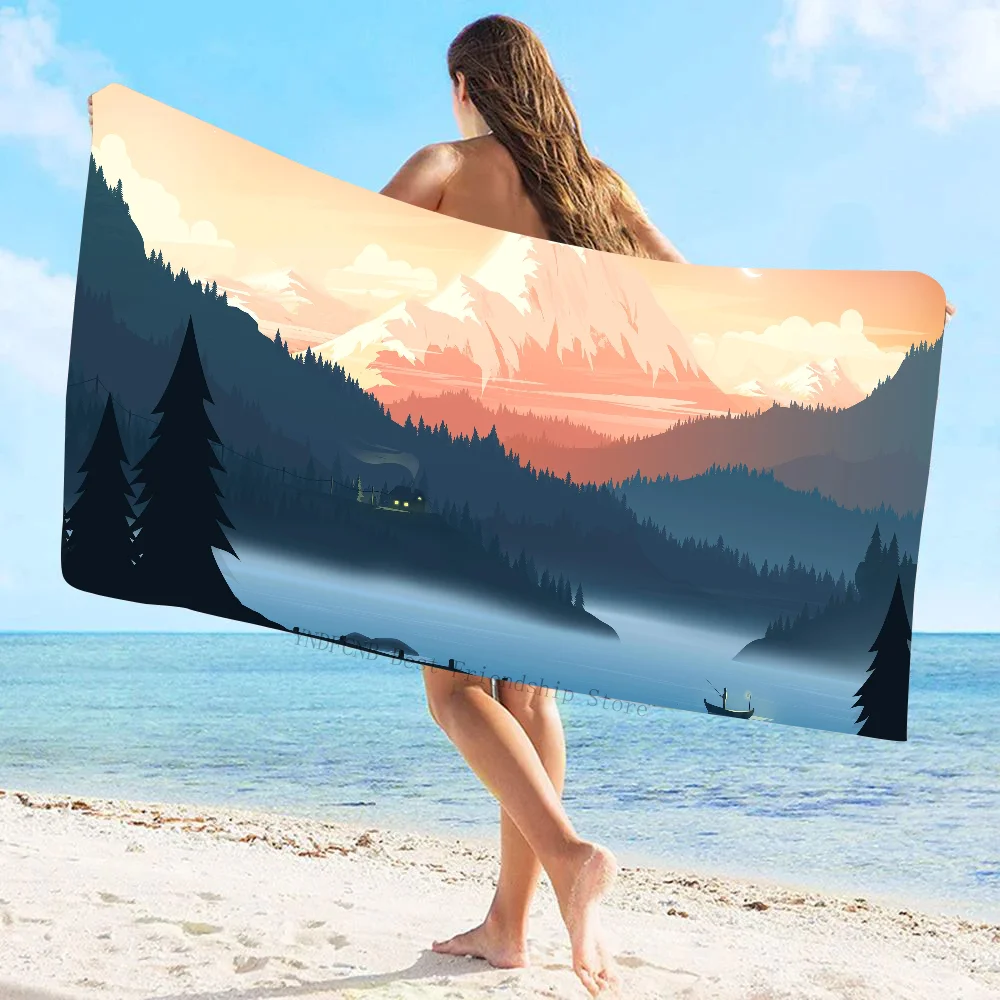 1pc Firewatch Towel Microfiber Beach Towel Quick Dry Kids Beach Blanket Soft Unisex Camping Pool Towel