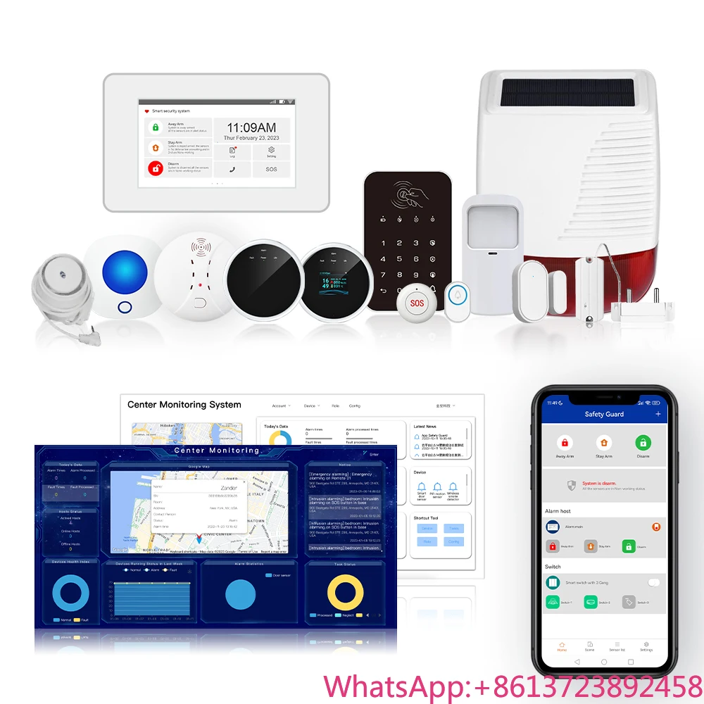 

Best Sale WIFI GSM Security Alarm System for Home Burglar Intruder Alarm with Touch Screen with Alexa Voice Control Function