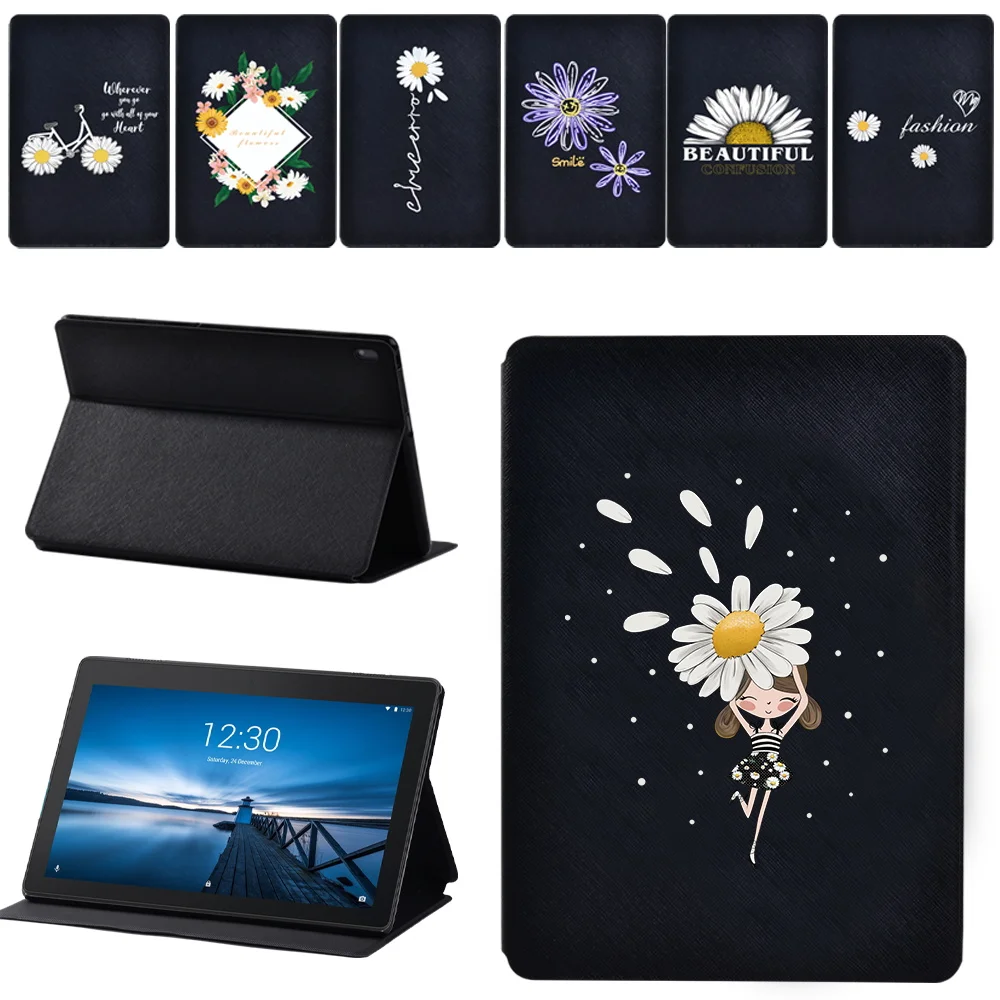 

Case for Lenovo Tab M10 FHD Plus TB-X606F/X/Tab E10 TB-X104F PU Leather Stand Flip Cover Tab M10 TB-X605F/TB-X505 Daisy Print