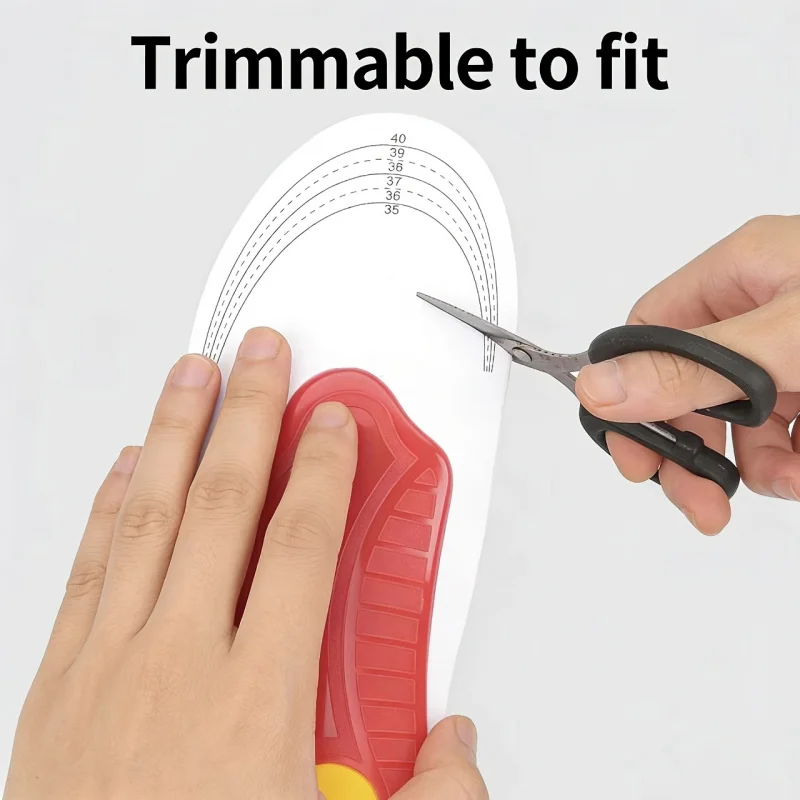 1 Pair of Arch Support Insoles with Shock-Absorbing Features – Adjustable Comfort Padding, Suitable for Flat-Footed Individuals