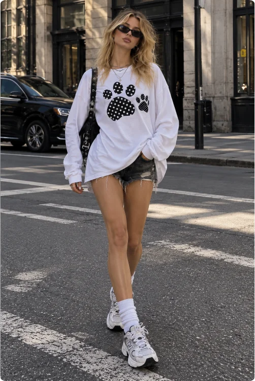 Street Fashion Y2K - تيشيرت نسائي بأكمام طويلة لفصلي الربيع