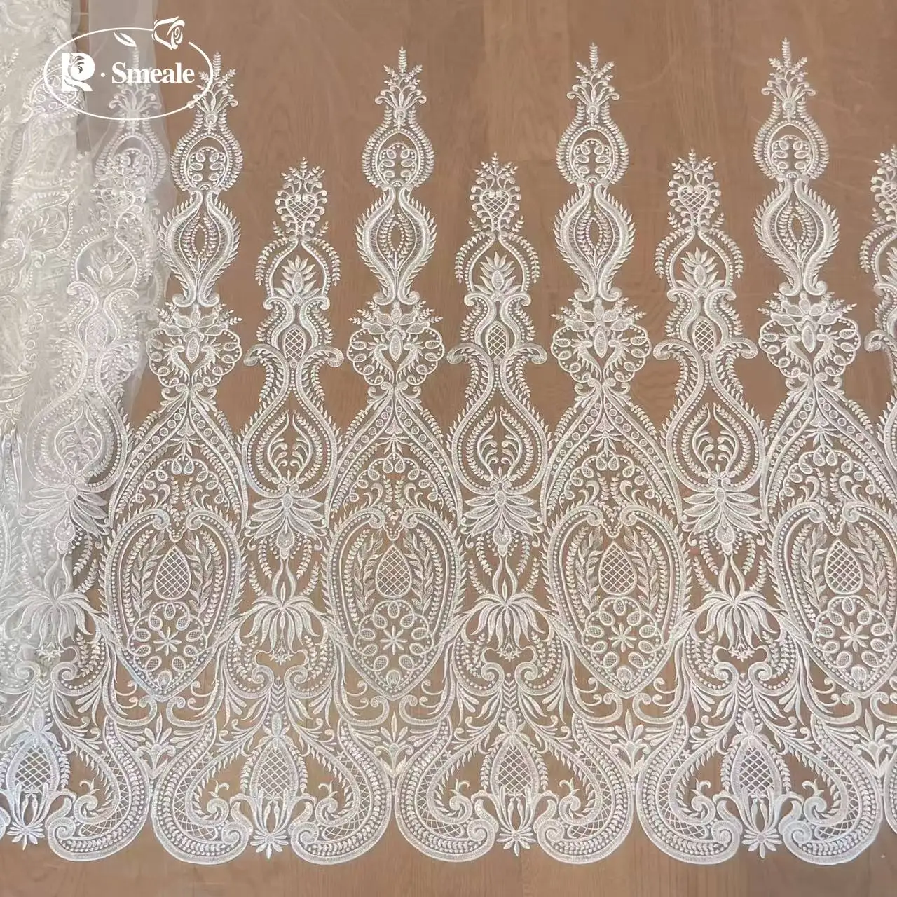 Romantischer Hochzeits-Pailletten-bestickter Braut-Mesh-Stoff, europäischer gemusterter Spitzenstoff.RS2506181 – Detail 7