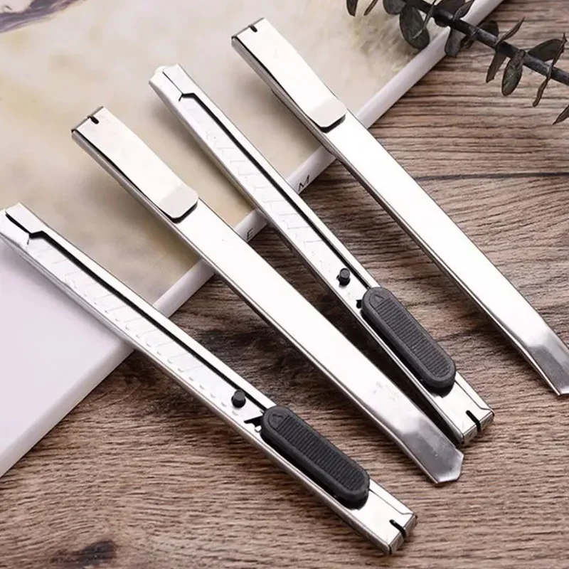 10/15pcs Utility Knife Stainless Steel Paper Cut Box Cutter Tools Kit Non-Slip Blades Unboxing Knife Handicraft Carving Tools