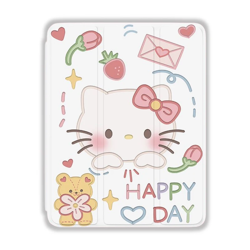 Sanrio Hello Kitty Pochacco MyMelody Tablet Case for iPad Air 1 2 3 Mini 4 5 6 iPad Pro 2022 11in Three-fold Protective Cover