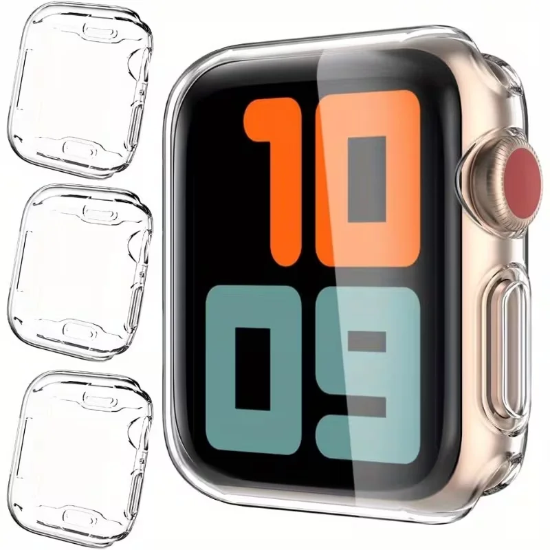 1-5 pcs Clear Case For Apple Watch 45mm 41mm 44mm 40 46mm 42mm Screen Protector Full Cover TPU Bumper Series 11 10 9 8 7 SE 6 5